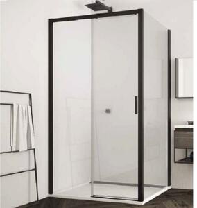 Sanswiss TOP-LINE S Black120 cm posuvné dvere s pevnou stenou v rovine, montáž vľavo, matné čierne, číre sklo TLS2G1200607