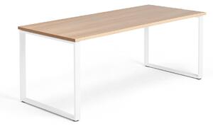 Kancelársky pracovný stôl QBUS, O-rám, 1800x800 mm, dub/biela