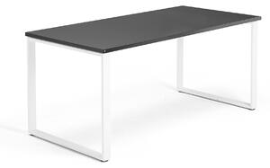 Kancelársky pracovný stôl QBUS, O-rám, 1600x800 mm, čierna/biela