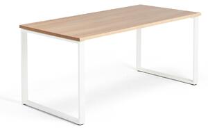 Kancelársky pracovný stôl QBUS, O-rám, 1600x800 mm, dub/biela