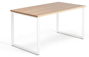 Kancelársky pracovný stôl QBUS, O-rám, 1400x800 mm, dub/biela