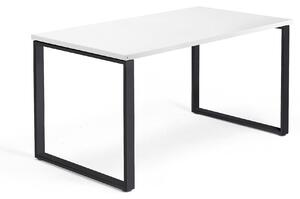 Kancelársky pracovný stôl QBUS, O-rám, 1400x800 mm, biela/čierna