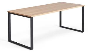 Kancelársky pracovný stôl QBUS, O-rám, 1800x800 mm, dub/čierna