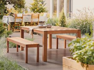 Záhradný stôl hnedé eukalyptové drevo 190 x 105 cm obdĺžnikový záhradný nábytok v rustikálnom štýle
