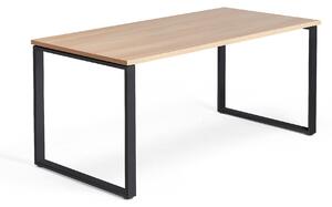 Kancelársky pracovný stôl QBUS, O-rám, 1600x800 mm, dub/čierna
