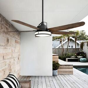 Stropný ventilátor Beacon s osvetlením Louisville, bronzový, tichý, Tmavé drevo, Obývacia izba / jedáleň, Drevo