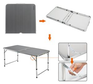 Rozkladací kempingový stôl - šedý