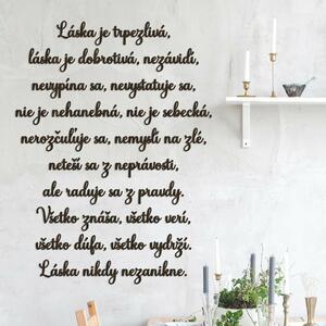 DUBLEZ | Drevený citát z Biblie na stenu - Láska je dobrotivá