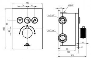 Rubineta - Sprchový systém 7v1 s termostatickou batériou chróm 625040