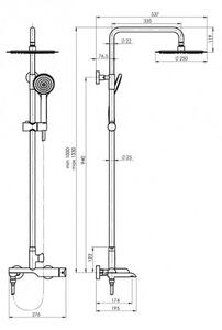 RUBINETA OLO - Sprchový systém + ULTRA-10 (SW) páková vaňová batéria chróm 625125