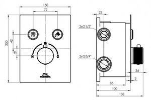Rubineta - Sprchový systém 6v1 s termostatickou batériou chróm 625039
