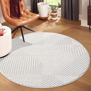 Dekorstudio Moderný okrúhly koberec LOUNGE 0632 - krémový Priemer koberca: 200cm