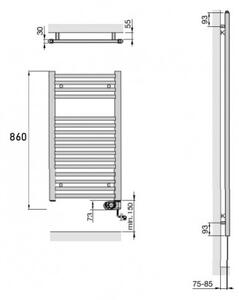 ZEHNDER AURA - elektrický radiátor 860 x 400 mm s vykurovacou tyčou 300W RAL 9016 biela lesklá, PBEZ-080-40/MQ