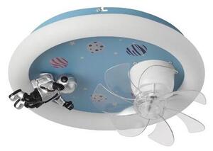 LED detské stmievateľné stropné svietidlo s ventilátorom LED/48W/230V 3000/4000/6000K modrá