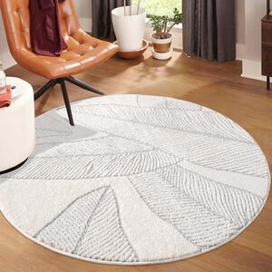 Dekorstudio Moderný okrúhly koberec LOUNGE 0629 - sivý Priemer koberca: 160cm