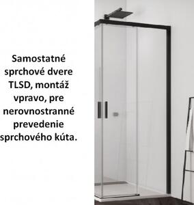 Sanswiss TOP-LINE S Black 80 cm sprchové dvere 2-dielne pravé, pre rohový vstup, čierna matná, číre sklo AquaPerle TLSD0800607