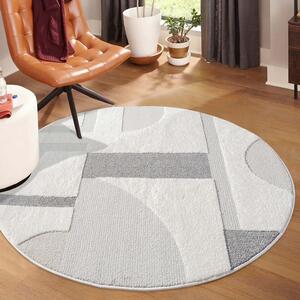 Dekorstudio Moderný okrúhly koberec LOUNGE 9992 - sivý Priemer koberca: 200cm