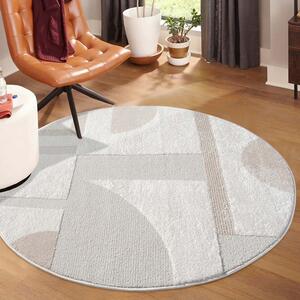 Dekorstudio Moderný okrúhly koberec LOUNGE 9992 - krémový Priemer koberca: 200cm