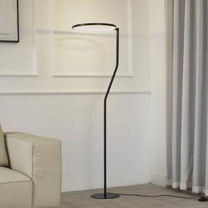 Lindby LED stojacia lampa Rayon, čierna, kov, výška 150,3 cm