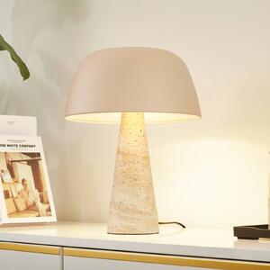Stolná lampa Lindby Magritt, béžová, kov, kameň, 41 cm