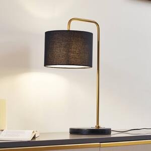 Stolná lampa Lindby Hillary, čierna/zlatá, mramor, 49 cm