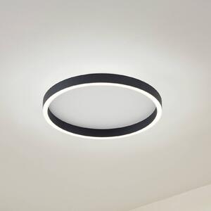 Lucande stropné LED svetlo Rotundo, Ø 40 cm, čierne, stmievateľné, Čierna, Obývacia izba / jedáleň, Plast, Moderný, Závesné svietidlo