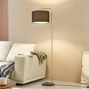 Stojacia lampa Lindby Hillary, čierna/zlatá, mramor, 153 cm