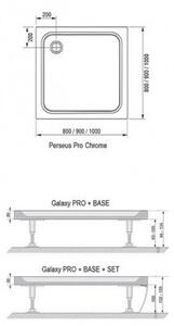 Ravak Galaxy Pro sprchová vanička Perseus Pro-90 Chrome, 90x90cm, biela, XA047701010