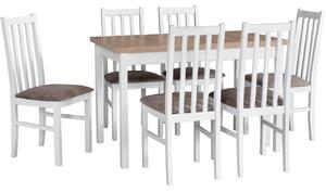 MEBLINE Stôl MAX 10 sonoma laminát / biely + stoličky BOS 10 (6 ks) biele / 25B
