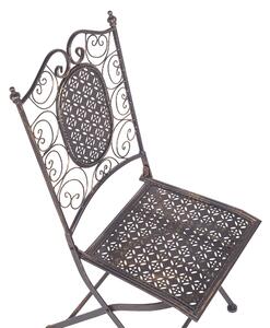 Sada 2 záhradných stoličiek z čierneho železa skladacie starodávny kov vonkajšie UV odolnosť francúzsky romantický retro štýl