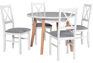MEBLINE Stôl OSLO 4 MDF biely / buk + stoličky NILO 10 (4 ks) biele / 1B