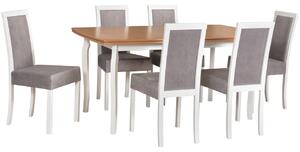 MEBLINE Stôl KENT 1 dubová dyha / biely + stoličky ROMA 3 (6 ks) biele / 20B