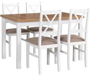 MEBLINE Stôl ALBA 1 grandson laminát / biely + stoličky NILO 10 (4 ks) biele / 26B