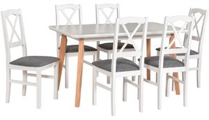 MEBLINE Stôl OSLO 7 MDF biely / buk + stoličky NILO 11 (6 ks) biele / 8B
