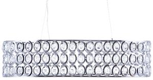 Závesná lampa strieborná otvorené okrúhle tienidlo s akrylovými kryštálikmi elegantný dizajn