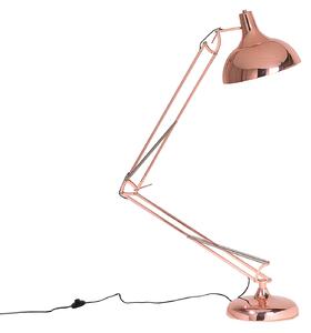 Stojacia lampa medená kovová 175H cm výkyvné predlžovacie rameno sklopné priemyselné moderné