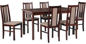 MEBLINE Stôl MODENA 1P orech laminát + stoličky BOS 14 (6 ks) orech / 6B