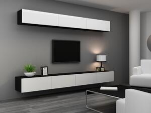 MEBLINE Obývacia stena VIGO 13C čierna / biely lesk