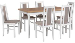 MEBLINE Stôl MODENA 1 P artisan laminát + stoličky BOS 14 (6 ks) biele / 3B