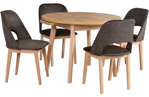 MEBLINE Stôl OSLO 3 L wotan laminát / buk + stoličky MONTI 2 (4 ks) buk prírodný / 22B