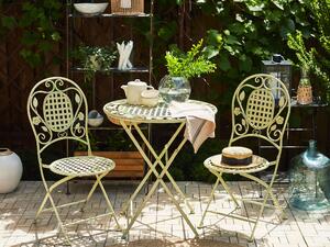 Sada 2 záhradných stoličiek svetlozelená železné skladacie vintage kov vonkajšia UV odolnosť francúzsky retro štýl