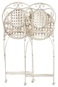 Sada 2 záhradných stoličiek z bieleho železa skladacie kovové vonkajšia UV odolnosť francúzsky, romantický, retro štýl