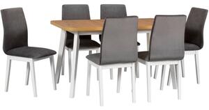 MEBLINE Stôl OSLO 6 artisan laminát / biely + stoličky LUNA 1 (6 ks) biele / 18B