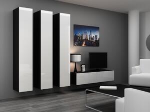 MEBLINE Obývacia stena VIGO 14C čierna / biely lesk