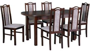 MEBLINE Stôl WENUS 1 orech laminát + stoličky BOS 9 (6 ks) orech / 25B