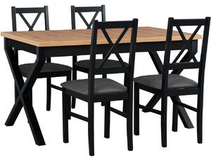 MEBLINE Stôl IKON 1 wotan laminát / čierny + stoličky NILO 10 (4 ks) čierne / 28B