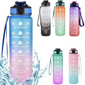 Motivačná fľaša na vodu s citátmi a časovou osou (1000 ml) - modrá/ružová