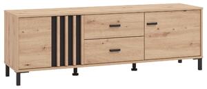TV DIEL, čierna, dub artisan, 157/52/40 cm Hom`in - Obývacie zostavy