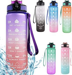 Motivačná fľaša na vodu s citátmi a časovou osou (1000 ml) - fialová/Barack