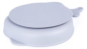 MA Gili silikónový tanier Veľryba + lyžička, vidlička - sivý